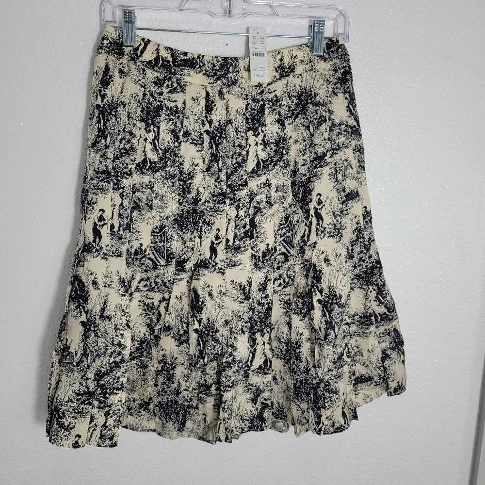 J Crew Pleated Knee Length Skirt Viscose Twill Size 6 NWT